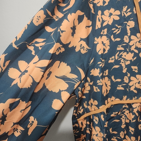 Umgee Women's Floral Mini Dress Size S Green And Orange Long Sleevs - Picture 3 of 7